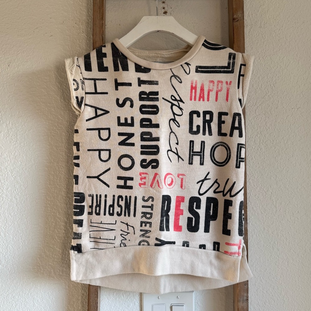 Gap Kid's Affirmations Special ED line French Terry Cap Sleeve Top sz: Med